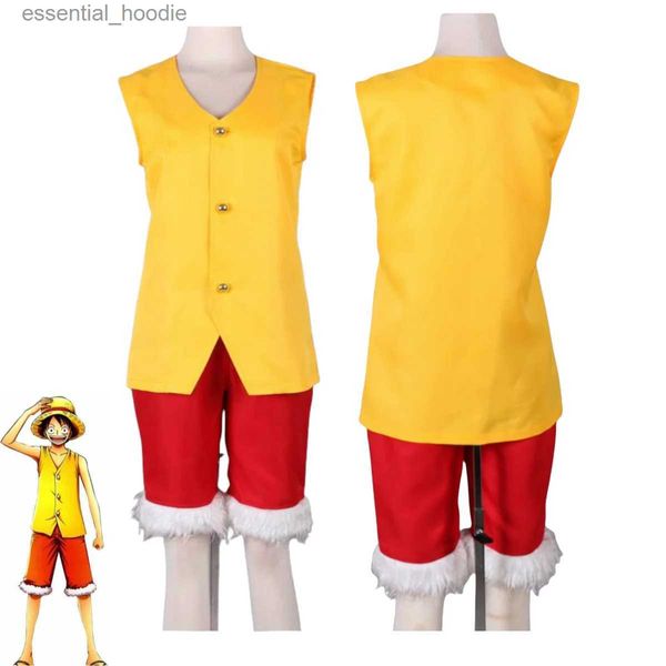 cosplay Fantasias de anime Monkey D. Luffy Cosplay veio para St Hat Boy W há dois anos com um uniforme regata conjunto completo de conjunto masculino de carnaval de HalloweenC24321