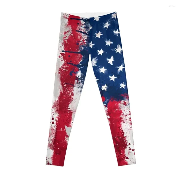 Pantaloni attivi Bandiera americana - Leggings grunge Aderenti Donna Sport Legging push up femminile da donna