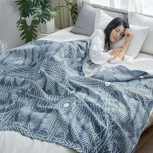 Cobertores de verão resfriamento três camadas algodão ar condicionado cobertor macio aconchegante dormir folha cama nap colcha decoração casa lavável