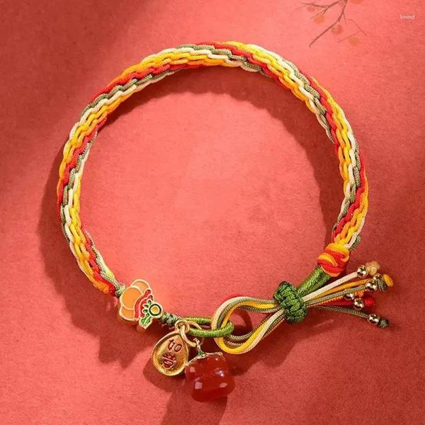 Charm-Armbänder, süßes kleines Persimmon-Armband, natürlicher Achat, glückliches rotes Seil, geflochtene Hand, Damenzyklus, bunt, Dropship