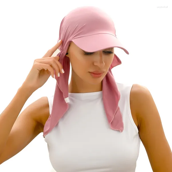 Cappellini da donna Cappelli da donna Musulmani Multicolor Hijab Berretto da baseball Classico Cappello turbante Moda Foulard Sole Estate Sport Sciarpa all'aperto