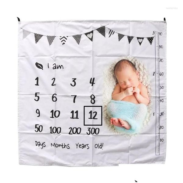 Cobertores Swaddling 100x100cm Bebê Marco Pogal Fundo Adereços Infantil Dddle Envoltório Cama Colcha Crianças Toalha de Banho Nascido Drop Delivery Ma Ot9Ni