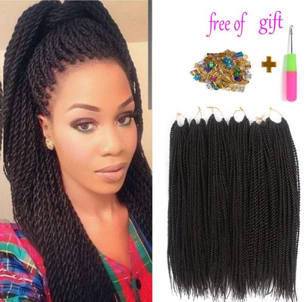 Senegalês Crochet Trança Cabelo 18039039 30 raízes Preto Cinza Ombre Kanekalon Trança Extensões de Cabelo Resistente Ao Calor 4910721