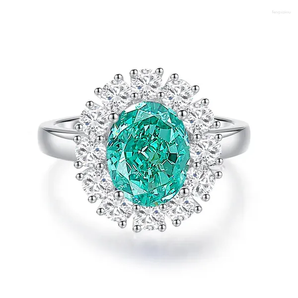 Cluster-Ringe S925 Sterling Silber Paraiba Ring Damen Smaragd Tansanit Diamant Schmuck Simulation Edelstein Turmalin