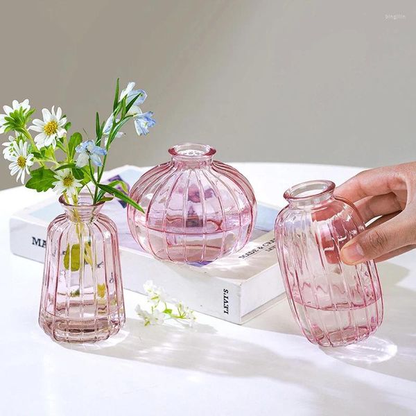 Vasi Mini semplice vaso in vetro colorato Decorazione per la casa Ornamento Bottiglia Decorazione per composizione floreale idroponica