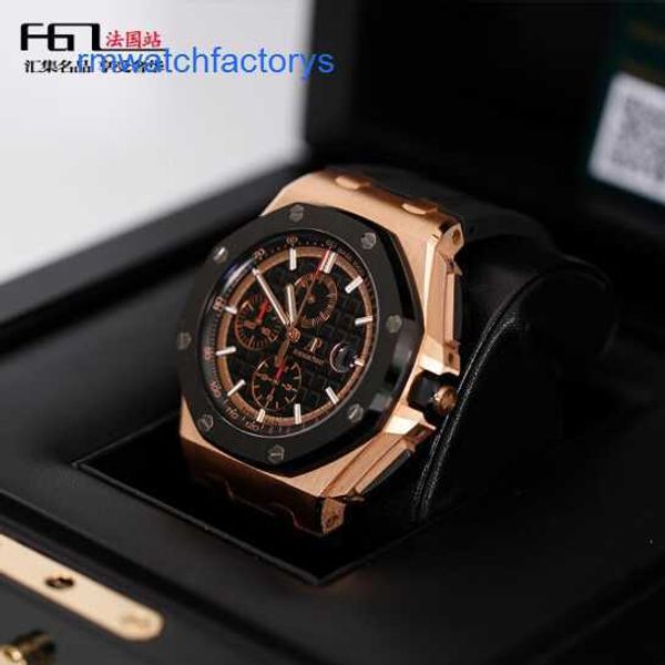 Tourbillon AP-Armbanduhr Royal Oak Offshore 26401RO Herren-Armbanduhr aus Roségold, Sport, schwarze Keramik, Chronograph, automatische Maschinen, Schweizer Uhren, schwarzes Auge, Durchmesser 41 mm