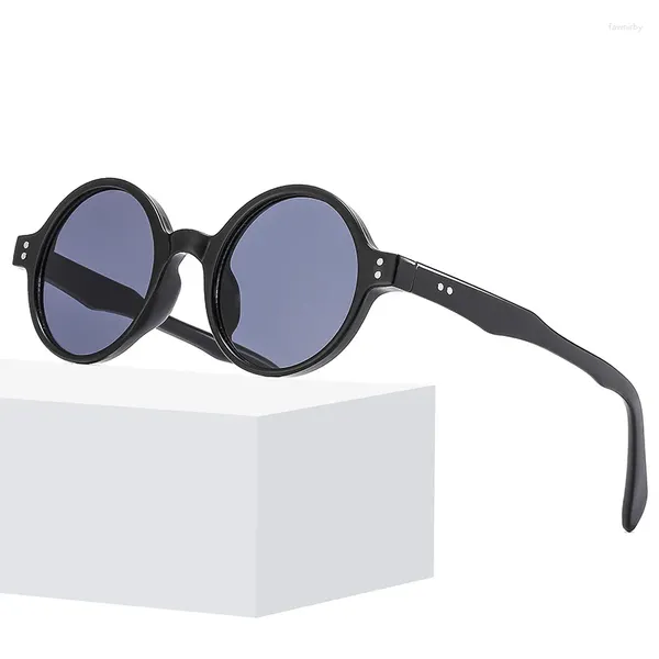 Sonnenbrille Runde Vintage Frauen Marke Designer Mode Sonnenbrille Weibliche Retro Ozean Farbtöne Niet