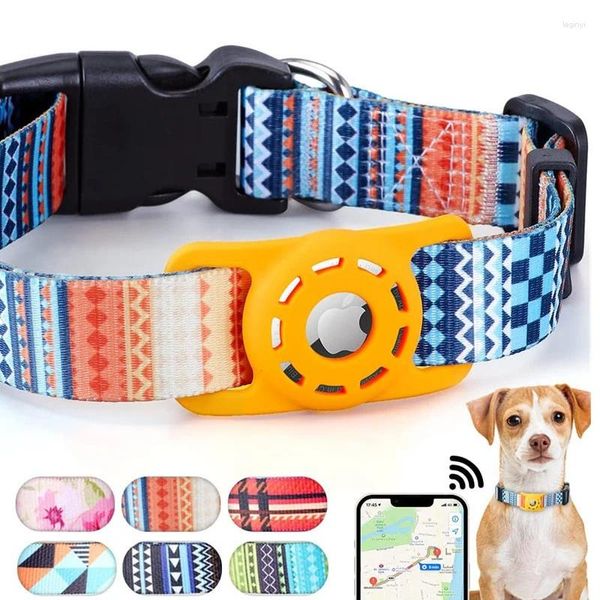 Coleiras de cachorro digital ajustável colar de animal de estimação padrão xadrez filhote de cachorro gatinho colar com suporte airtag anti-perdido gato