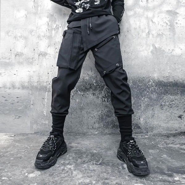 Calças masculinas chegada punk hip hop funcional carga multi-bolso techwear estilo harem para homens rua calças casuais