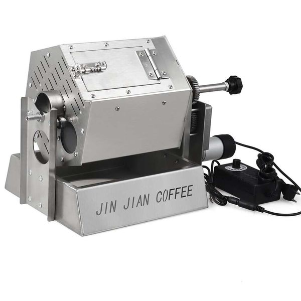 ICZW Электрическая газовая жаровня для кофе в зернах, барабанный тип из нержавеющей стали, подходит для бытового и коммерческого использования, 3,4 литра
