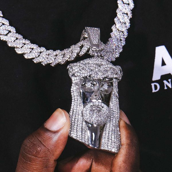 Anhänger vergoldet Hip Hop Schmuck 925 Silber oder Messing Custom Iced Out Lab Diamant Jesus Stück Anhänger Moissanit Jesus Anhänger