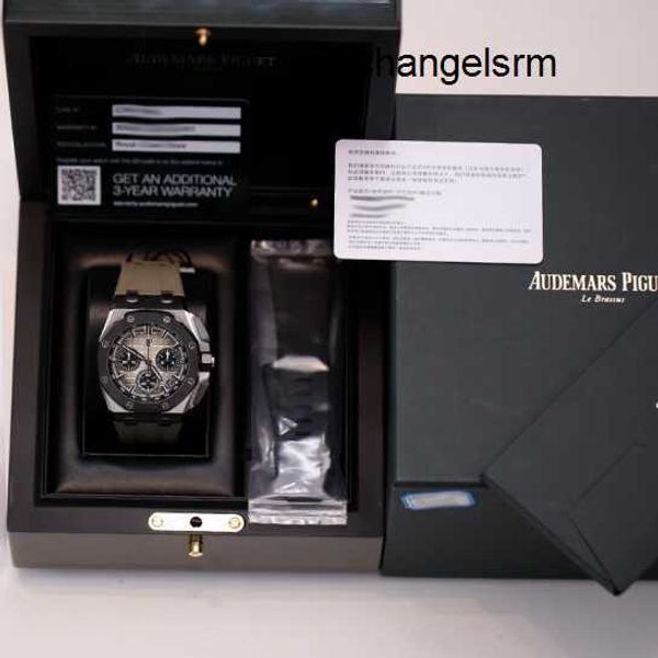 Designer AP Wristwatch Royal Oak 26420SO CRONOGRATO DE CRONOGRAFIA MENINA GREY MEN FROUNDA ANEL AELHO ANELO AUTOMÁTICO DE MÁQUINA AUTROMÁTICA SWISS LUXURS RELISTA DIATIVO DIÁTIL DE 43MM