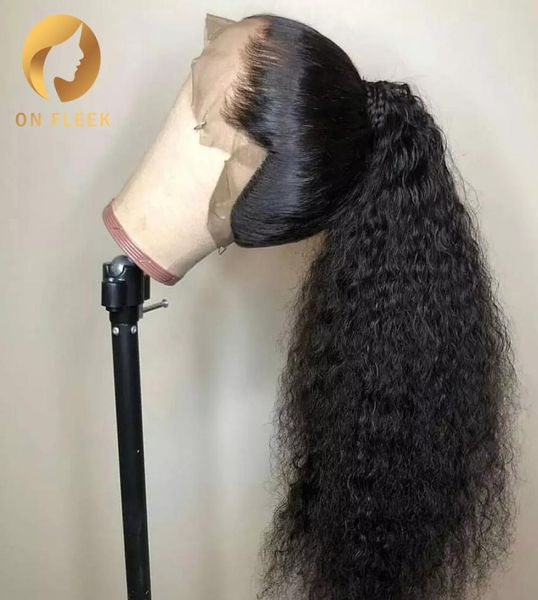 Preto vermelho brownblonde 360 frente do laço sintético perucas dianteiras do laço para preto feminino pré arrancado com cabelo do bebê kinky encaracolado laço wig1904461