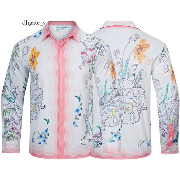 Cosplay casablanca camisas planta raquete de tênis de mesa padrão de flor impresso casual solto camisas de manga comprida masculina e feminina