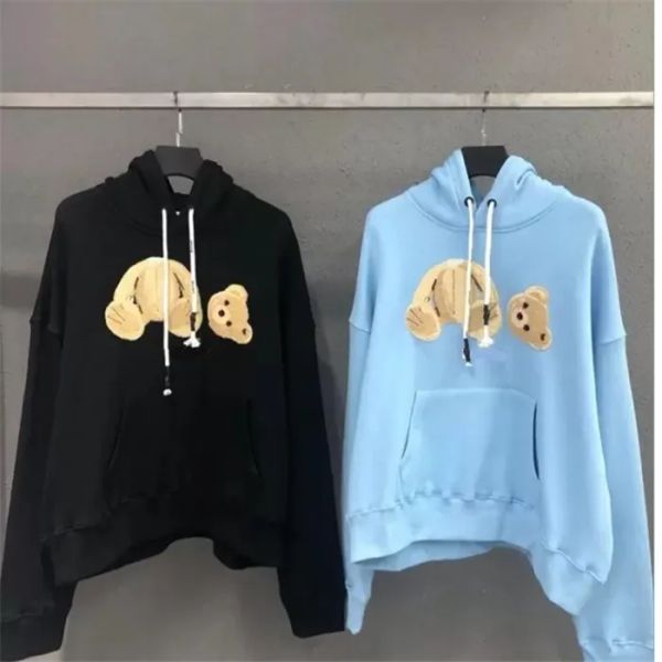 2024 Nova moda feminina moletom com capuz desgastado urso moletom teddy bear moda loop tecido explosão suéter estilo masculino e feminino tamanhos europeus S-XL