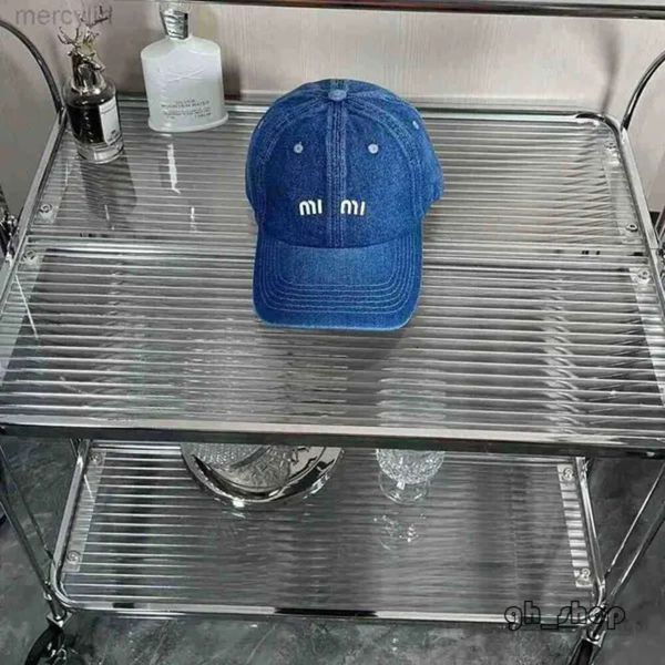Miui Hdesigner Hat Casquette Miui Caps Wasserwaschende Jeansblaue Baseballkappe mit gebogener Krempe und Sonnenschutz, vielseitige Edition, gebrauchte Kappe für Männer und Frauen 432