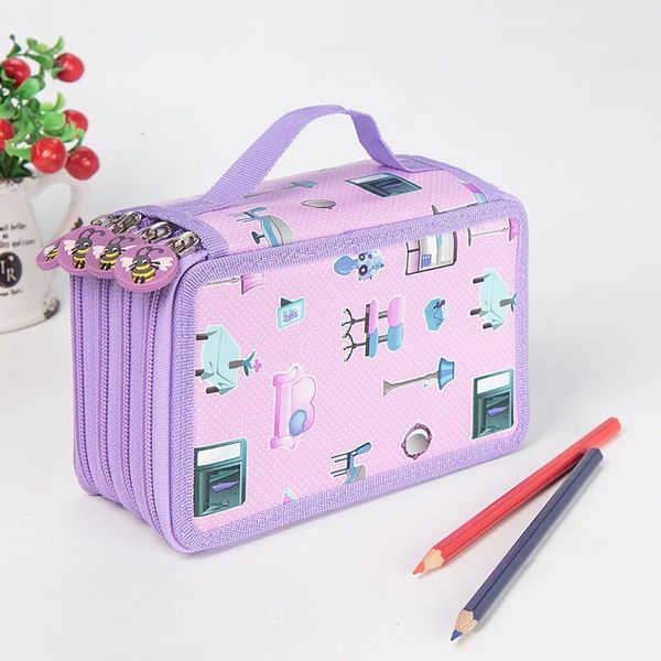 Escritório escola lápis caso suprimentos 364872 slots pencilcase para meninas compartimento caneta caixa grande cartucho saco de papelaria bolsa 240306