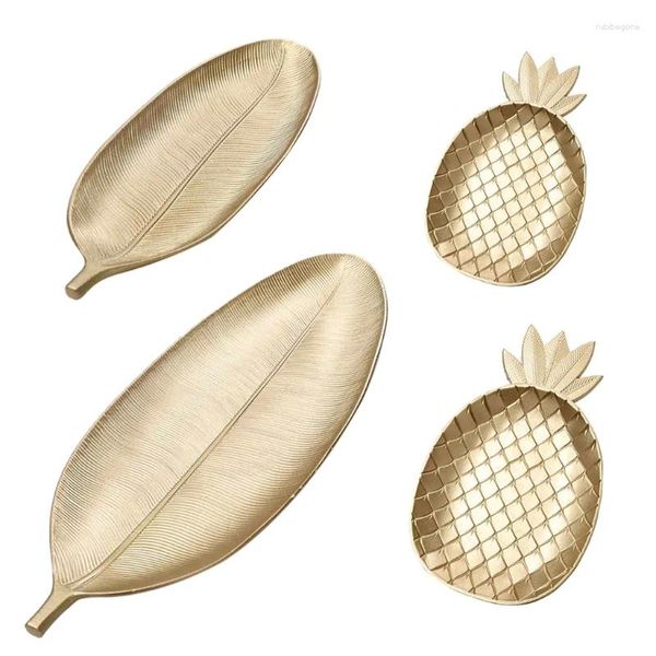 Teller Gold Ananas/Blatt Desserts Obst Nordic Dekoratives Tablett getrocknet