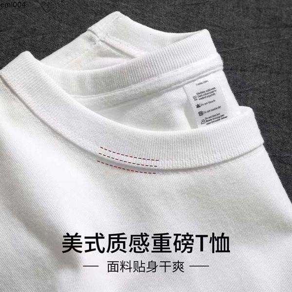 Трехигольная толстая углеродистая матовая непроницаемая футболка из чистого хлопка с белым передним плечом и внутренним слоем, мужская футболка с круглым вырезом и короткими рукавами 941w Uvw2