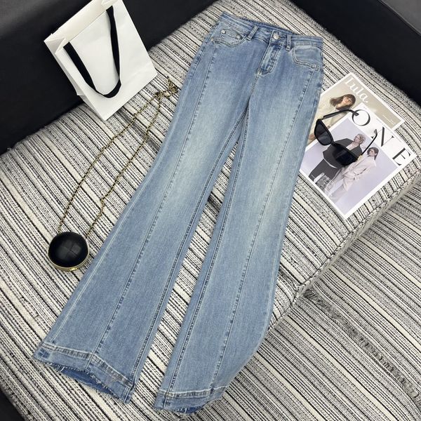 2024 blau Kostenloser Versand Gerade Lose frauen Jeans Designer Tasten Schlanke frauen Denim Hosen 3212