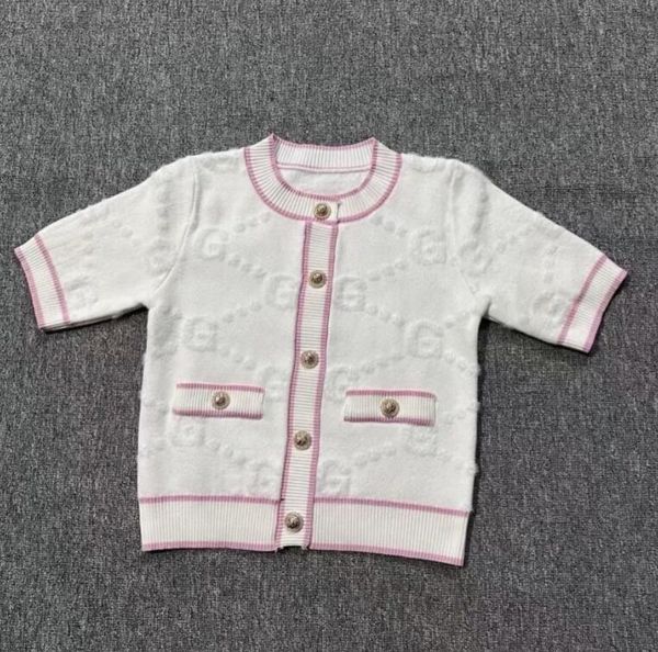 Sommerneuer Damen-Strick-T-Shirt-Pullover, kurzärmelig, Buchstabe G, Damen-Markendesigner-Strickoberteile, passend für 85-130 Pfund