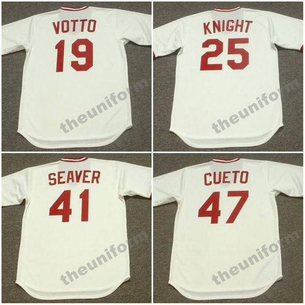 Erkekler 1970'lerin-1979'lu Cincinnati Ken Griffey Brandon Phillips Joey Votto Ray Knight Tom Seaver Johnny Cueto Tutarlama Beyzbol Forması S-5XL