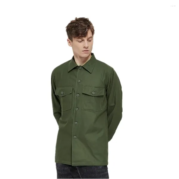 Camisas casuais masculinas camisa masculina primavera e outono treino camiseta americano retro Vienam guerra exército verde roupas