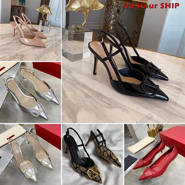 2024 Designer High Heel Sandale Kleid Schuhe Frauen Plattform Klassiker Metallschnalle 6 cm 8 cm 10 cm Dünner Absatz Spitzer Beruf Verwandte Funktionen Heels Schuhe Frau Designer