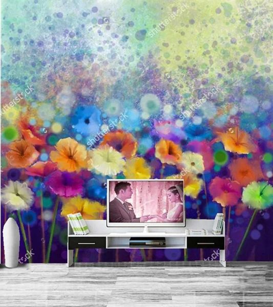 Wallpapers personalizado vintage floral papel de parede abstrato arte flor el restaurante sala de estar tv sofá quarto papel de parede