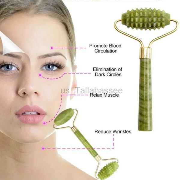 Massageador facial máquina de massagem natural cuidados jade rolo pele facial emagrecimento e melhorar anti rugas beleza guasha coçar conjunto 240322