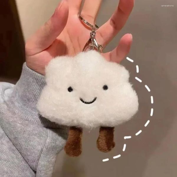 Portachiavi 1PC Peluche Nuvola Bianca Portachiavi Per Le Donne Cotone Farcito Bambola Giocattolo Portachiavi Zaino Charms Portachiavi Auto Amico Coppia Regalo