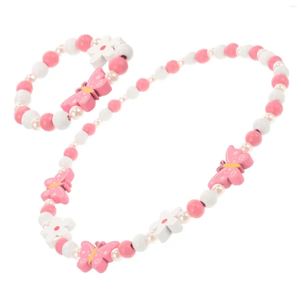 Set di braccialetti per bambini, collana a farfalla, per ragazze, gioielli, animali, bambini, perline, kit di perline