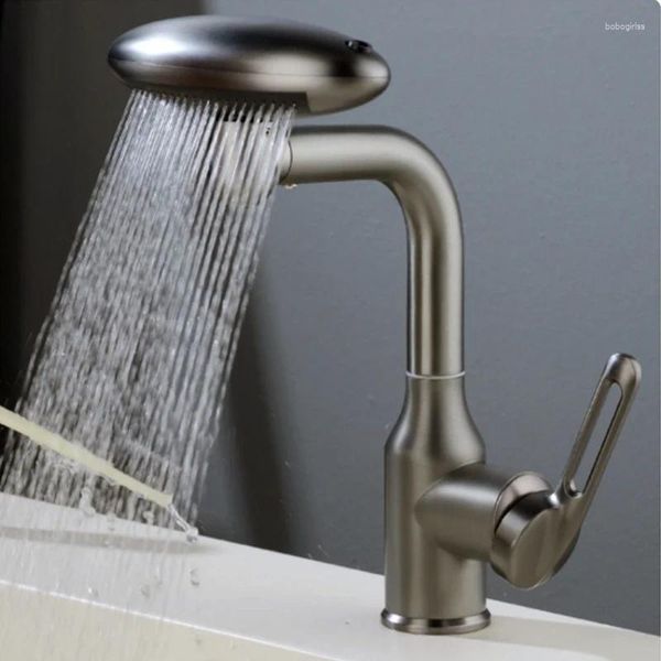 Rubinetti per lavandino del bagno Rubinetto per lavabo a cascata multifunzione Tipo di flusso a 4 modalità Spruzzo Rotazione a 360 ° Raffreddamento singolo