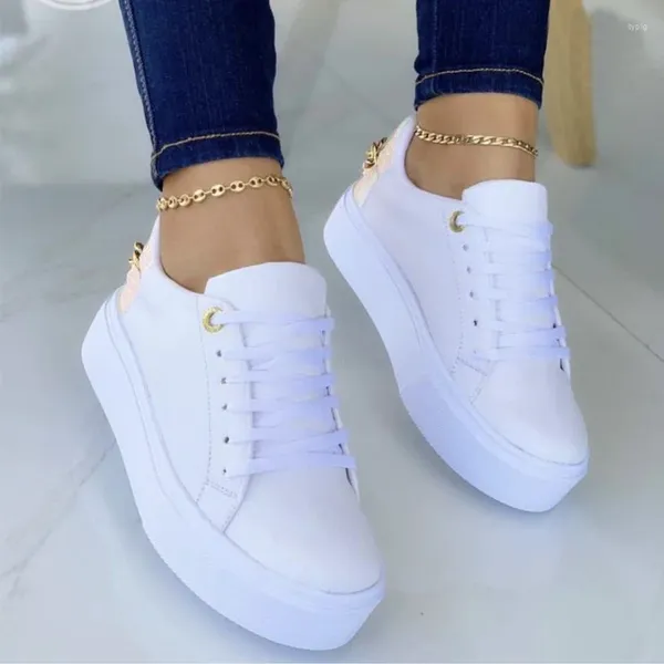 Sapatos casuais de verão feminino designer plana feminina 2024 primavera outono metal branco senhoras chunky tênis plataformas moda tênis