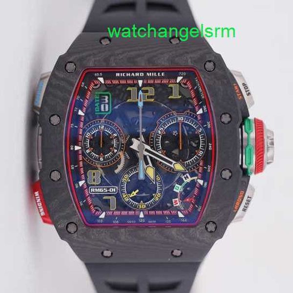 Racing mechanische Armbanduhr RM Armbanduhr Rm65-01 Carbon Fiber Machinery Schweizer Name Luxus RM6501 Komplettset