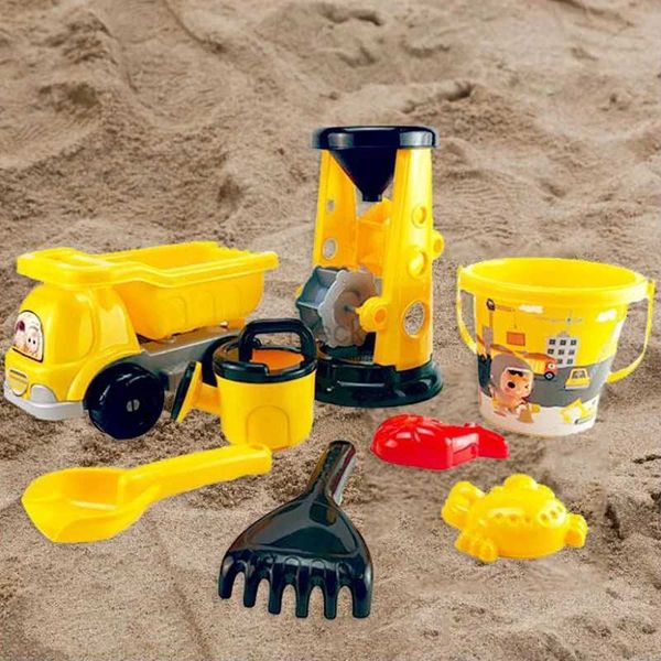 Giochi con la sabbia Divertimento acquatico per bambini Giocattoli da spiaggia 8 pezzi Kit Baby Summer Sand Tool Ingegneria trasporto veicoli Gioco Gioco Set di giocattoli da esterno gioca con la sabbia 240321