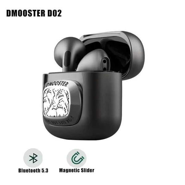 Fones de ouvido de telefone celular DMOOSTER D02 EDC Bluetooth Fone de ouvido sem fio Magnético Slider Alívio de pressão Metal TWS Headpohone Caso de carregamento Esporte fones de ouvido Q240321