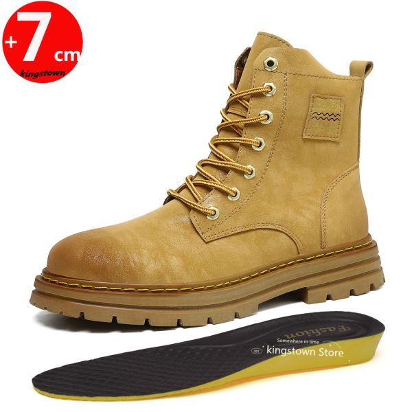 Stiefel Ankel -Stiefel Aufzugshöhe Erhöhen Sie Schuhe für Männer Innensohle 7 cm verstellbare Schuhlifte Frauen Leder Plus Größe 3547