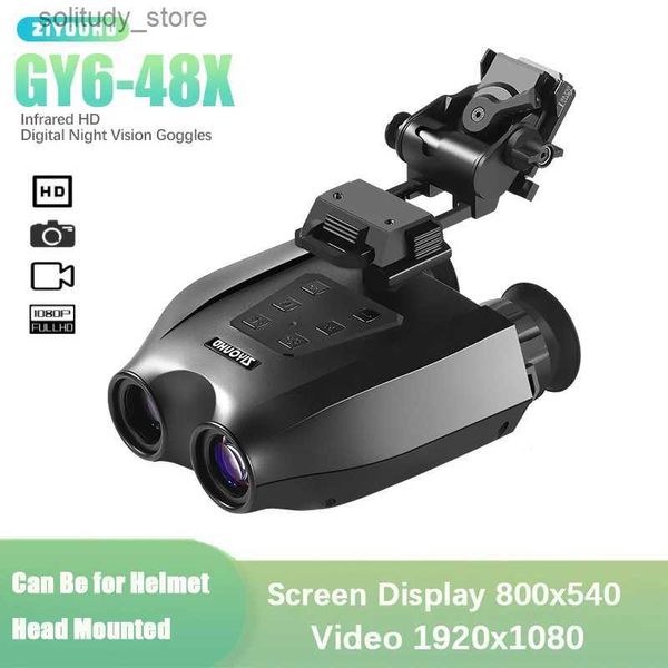 Caccia Trail Cameras Occhiali per visione notturna digitale diodo a infrarossi ad alta definizione 1080P telecamera per casco montata sulla testa zoom 6X-48X caccia a lungo raggio Q240321