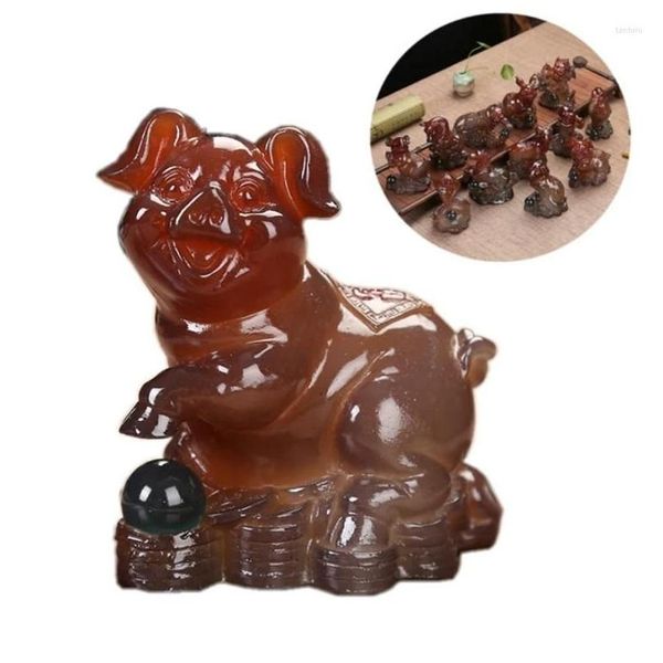 Chá animais de estimação mudança de cor twee zodíaco acessórios para animais de estimação decoração conjunto de resina chinesa objetos decorativos entrega gota casa jardim cozinha otjxr