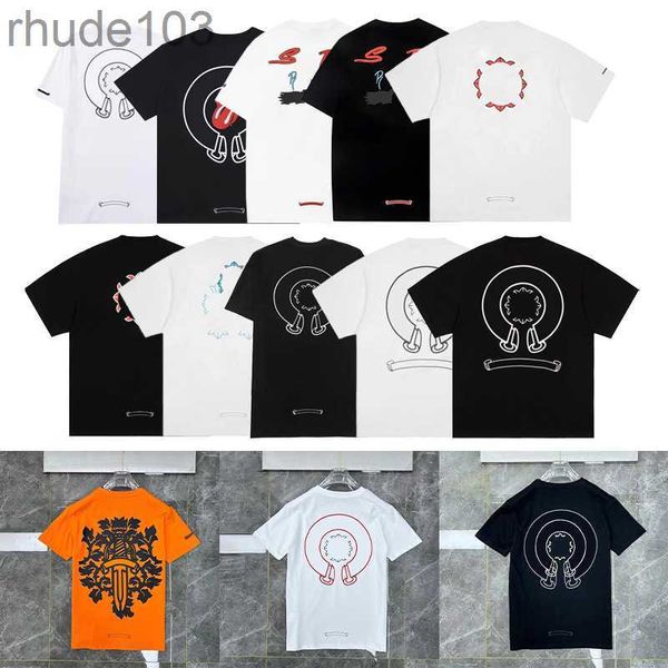 Novo Designer Mens Mulheres Camisetas Verão Solto Marca com Ch Imprimir Letras Roupas Camiseta Clássico Luxurys Tee Casual Pure Cotton Mulher Top Manga Curta Asiático Si MQAY