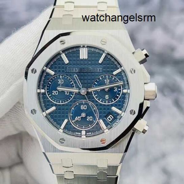 Relógio de pulso AP da moda empresarial Royal Oak Série 26240st Placa azul Material de aço de precisão 41 mm Data Timing Função Conjunto completo de relógio mecânico automático