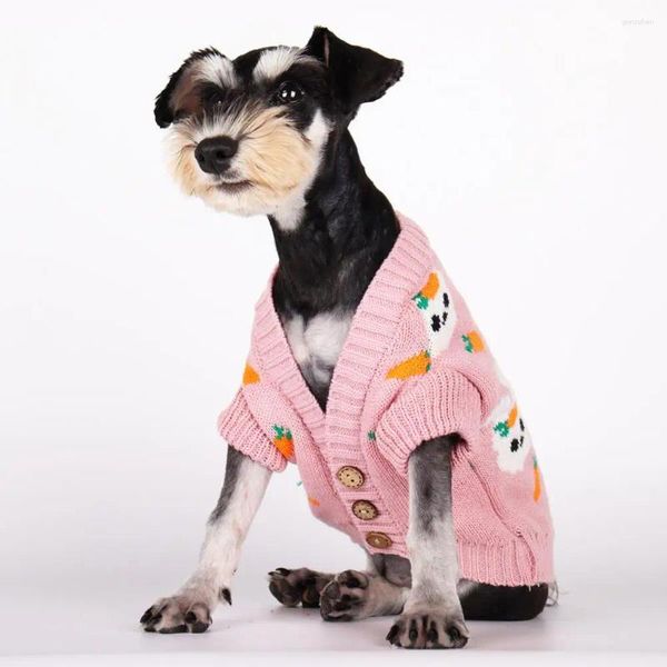 Abbigliamento per cani Cappotto per animali domestici Modello di carota del fumetto Dress-up Adorabili cani lavorati a maglia Gatti Maglioni Vestiti per casual