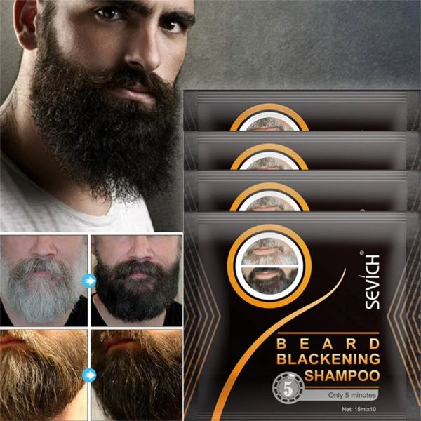 Cor 4 pçs shampoo tintura de barba erva natural 5 minutos eficiente mais rápido tintura de cabelo para cobrir o cabelo branco nutritivo para homens cuidados com a barba