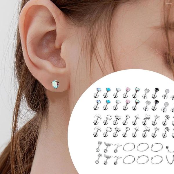 Ohrstecker 25 Paar Ohrknochen Edelstahl Hoop für Damen Herren Nasenstecker Ringe Set Piercing Schmuck