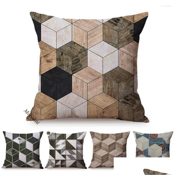 Cuscino/Cuscino decorativo Nordico Cubismo geometrico Design Er Cubo astratto Boho Decorazione floreale per la casa Custodia per divano da ufficio Federe Dhrah