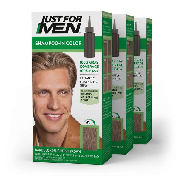 Just for Men Shampoo-in-Haarfärbemittel für Männer, H-15 Dunkelblond/Hellbraun, 3er-Pack