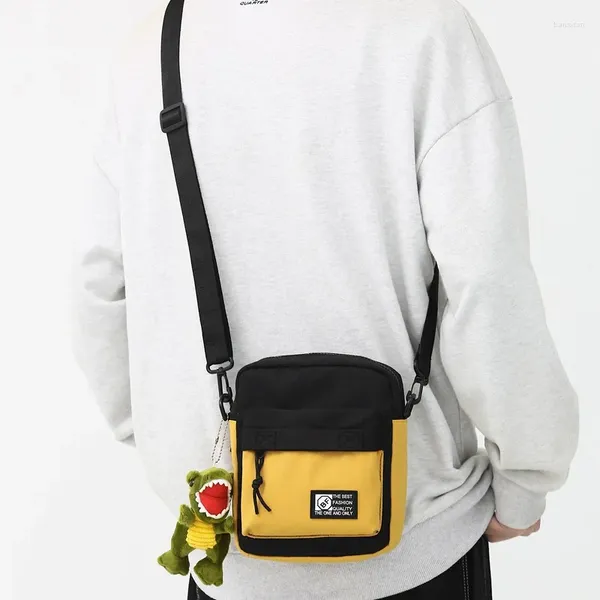 Saco de lona dos homens das mulheres ombro mensageiro sacos pequeno coreano bonito moda feminina crossbody para menina menino 2024 pano mini bolsas