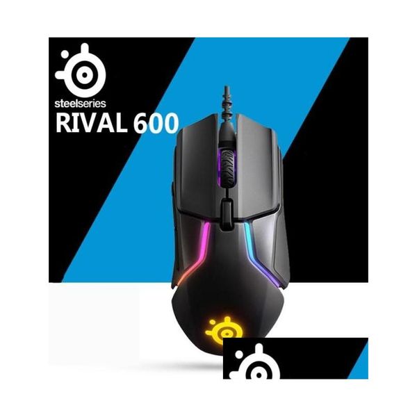 Fareler Steelseries Rival 600 Kablolu Oyun Fare RGB RO Programlama Çift Sensör Karşı Ağırlık Antiskid Ağırlık Mouse3208793 Bırakma Teslimat OTQNK