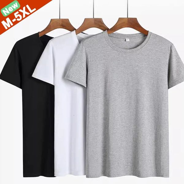 Plus size 5xl tshirts homens roupas de verão casais básico sólido algodão acampamento tshirts masculino camiseta feminino esportes topos menino menina 240321